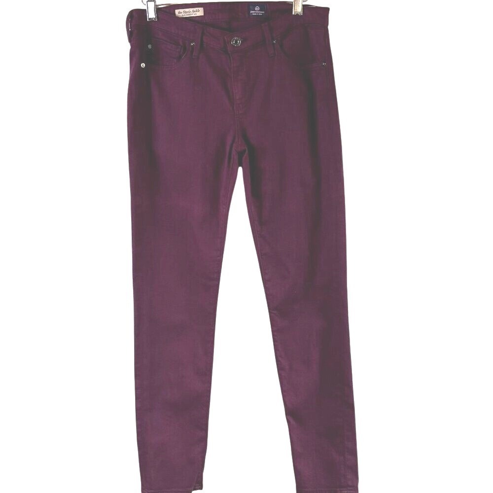 NEW AG Adriano Goldschmied Burgundy Slim Straight‎ The Stevie Ankle Size 27 - Picture 2 of 13